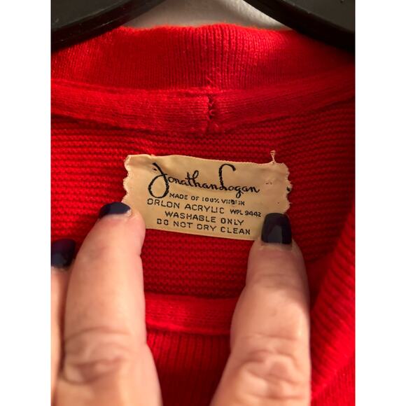 Jonathan Logan Red Knit Vintage Dress Mockneck A-Line Christmas FLAWED - Picture 5 of 8